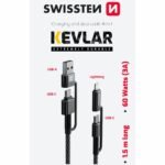 CABLE SWISSTEN KEVLAR 4in1 3A 1,5 M ANTRACIT