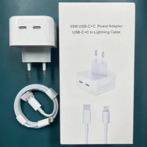 Real 35w EU Charger + C to Lighting cable
With Package